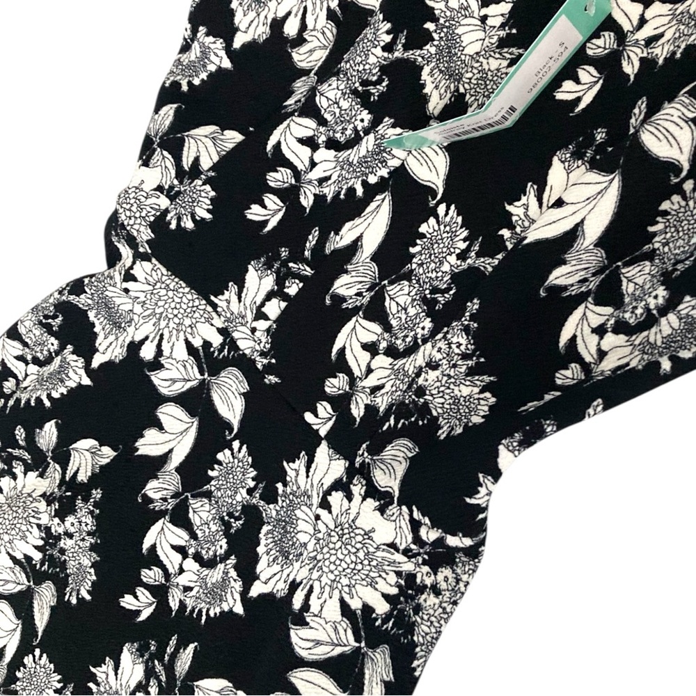 Soloiste Audrey Knit Sleeveless Black White Floral Flare V-Neck Dress New Sz S - Picture 7 of 16